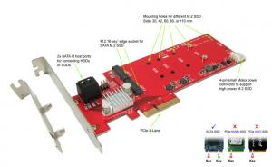 Ableconn PEXM2-2SA Dual SATA M.2 SSD-HDD Hybrid RAID Controller PCI Express Card - Support 2x M.2 NGFF SSDs + 2x SATA III (6G) Ports