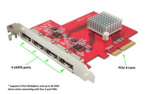 Ableconn PEX-SA134 4-Port eSATA III 6Gbps PCI Express Four Lanes Host Adapter Card - AHCI Port-Multiplier PCIe 2.0 x4 Controller Card