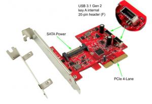 Ableconn PEX-UB152 USB 3.1 Gen 2 (10 Gbps) 2-Port Internal Key-A PCI Express (PCIe) x4 Host Adapter Card (ASMedia ASM2142 Chipset) 