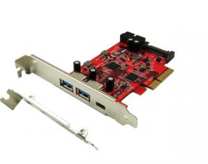 PEX-UB158 USB 3.1 5-Port PCIe 3.0 Card (1x USB-C & 2X USB-A & 1x 2-Port Internal USB Header) - USB 3.1 PCIe Gen3 x4 Lane Host Adapter Card (ASMedia ASM3142 Controller) 